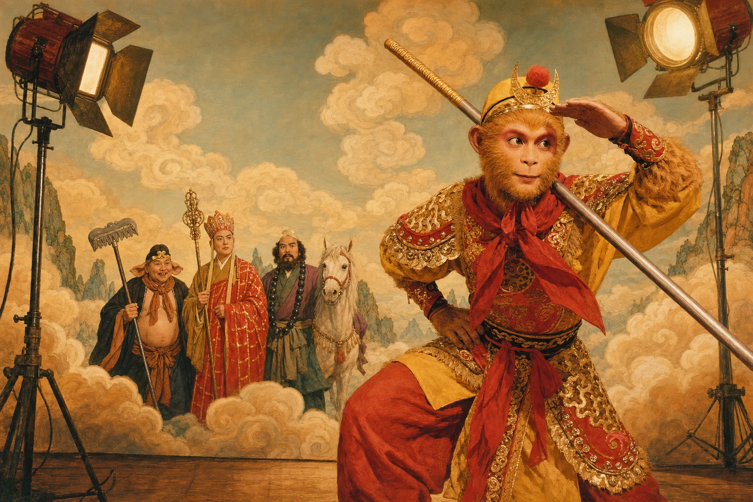 Nostalgic tribute to classic Journey to the West television — Monkey King on a celestial stage
