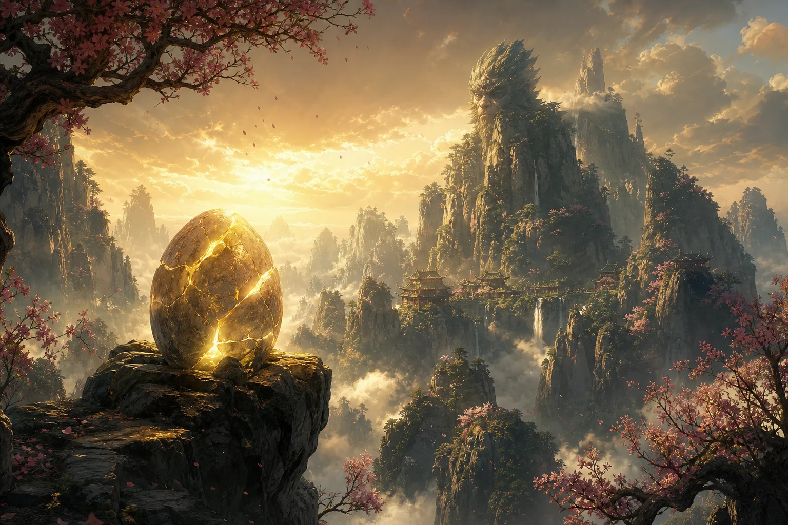 A magical stone on misty Flower-Fruit Mountain — the birthplace of Sun Wukong