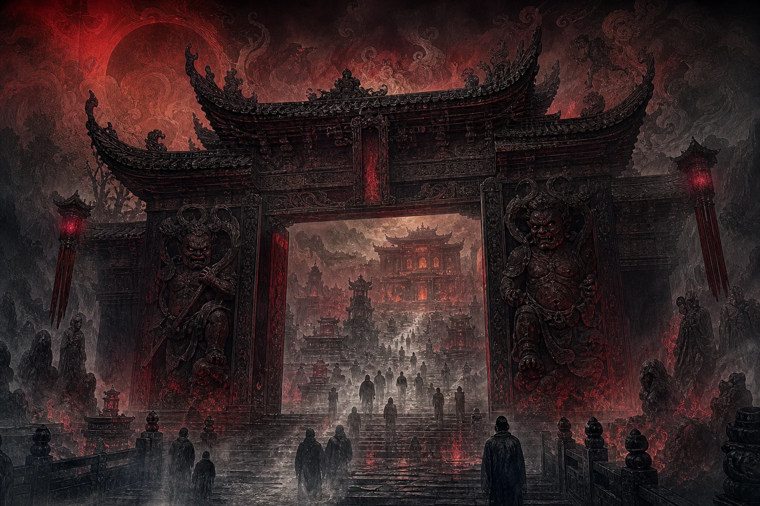 The gates of the Chinese underworld — ghost paths, judgment halls, and the realm of the dead
