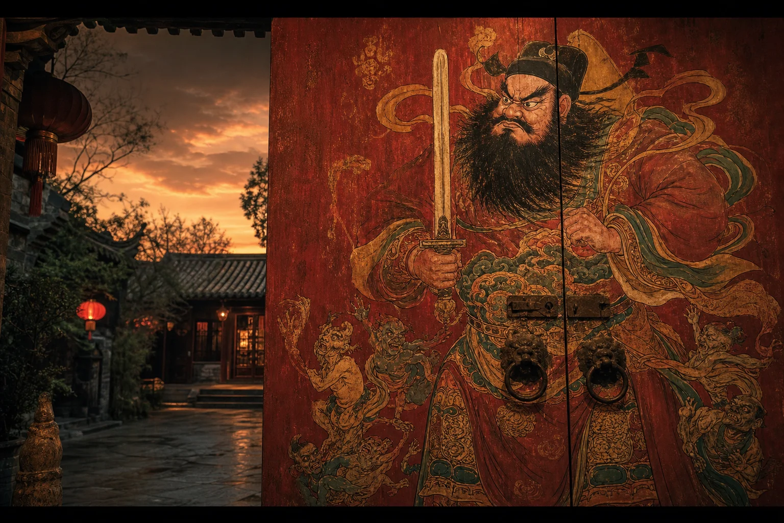 Zhong Kui as a household door guardian in folk art tradition