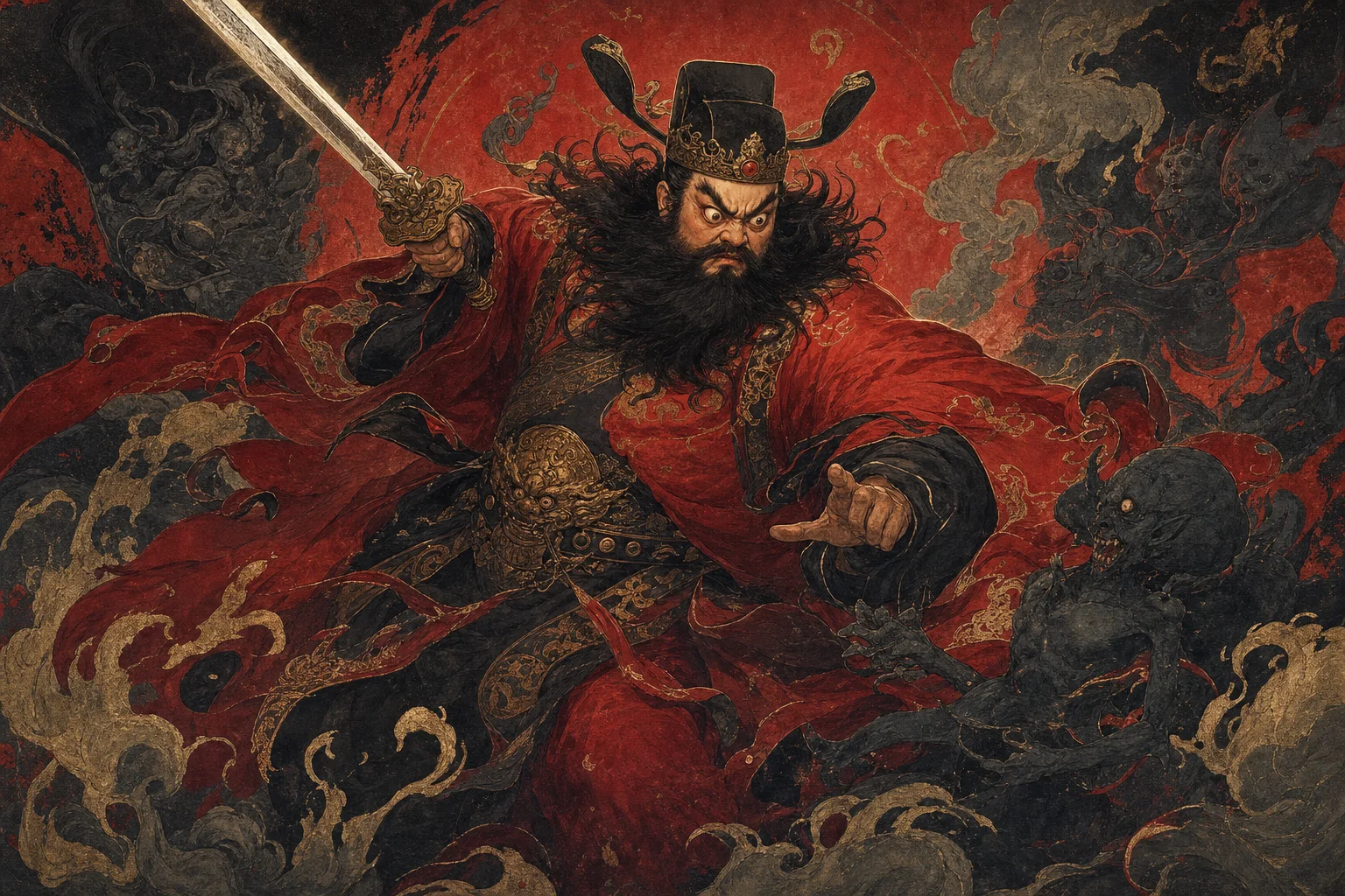 Zhong Kui, the fierce demon-quelling judge of Chinese folklore
