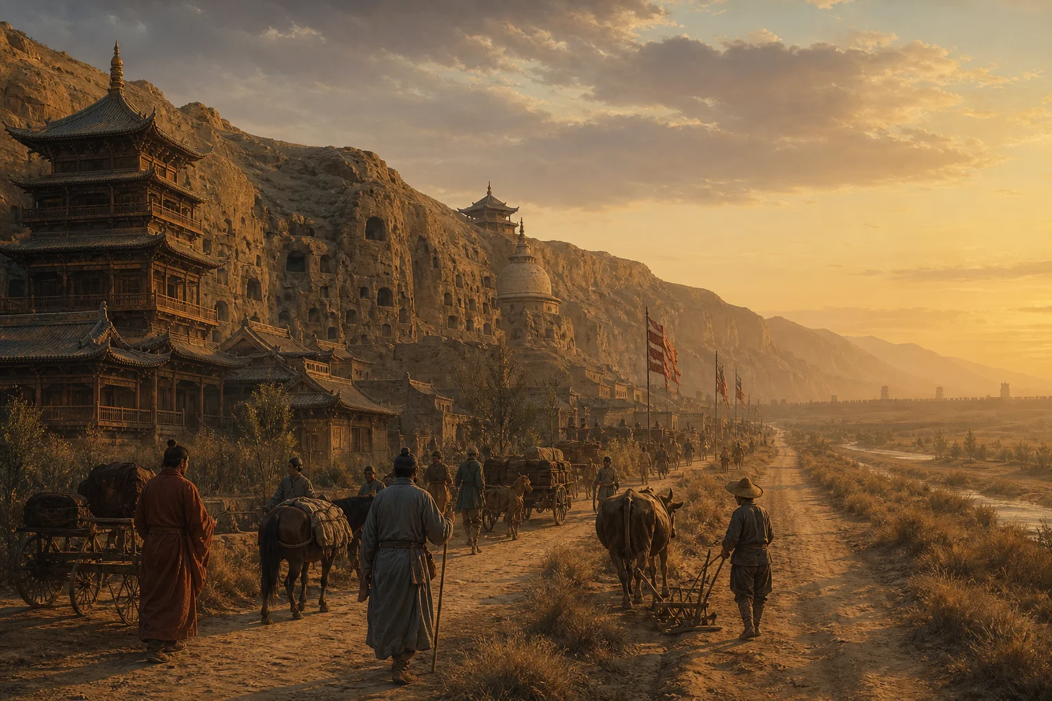 Dunhuang under frontier occupation — culturally alive but cut off from Chang'an
