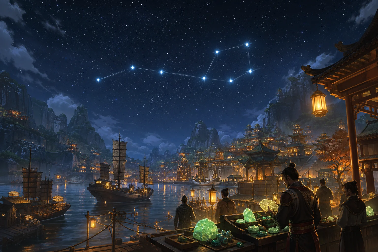 The Big Dipper over a merchant harbor — star names behind the Liyue Qixing