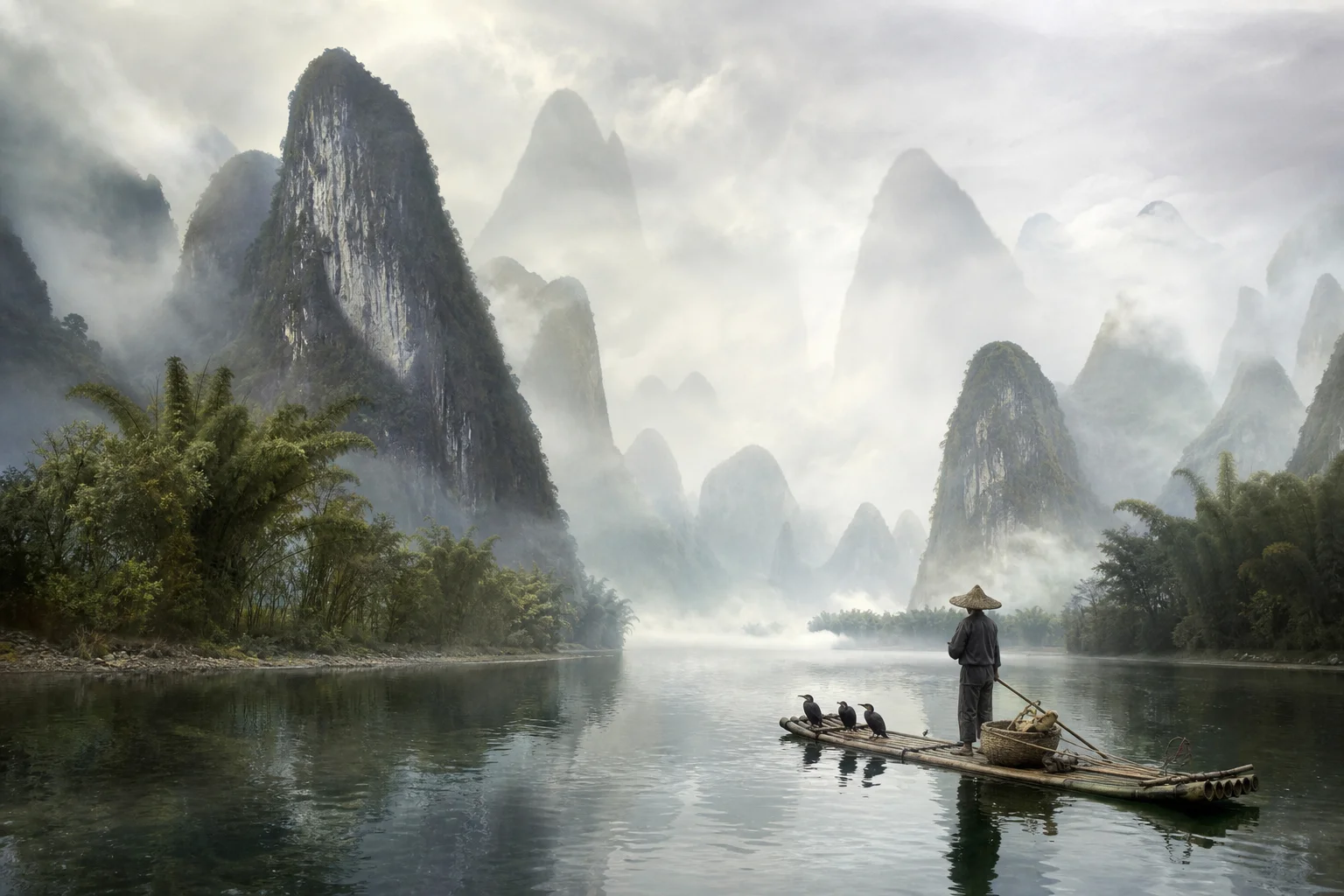 Karst peaks and misty river — the real landscape behind Liyue's cliffs