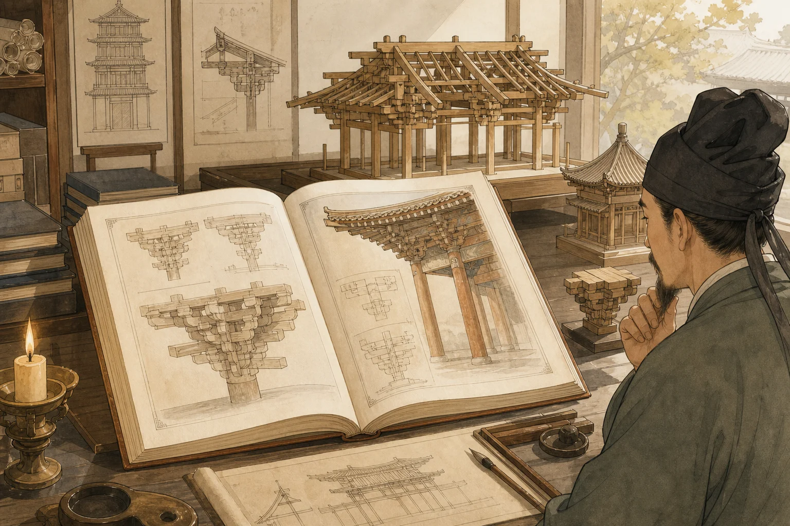 Classical Chinese timber architecture reference — Yingzao Fashi building standards and bracket details