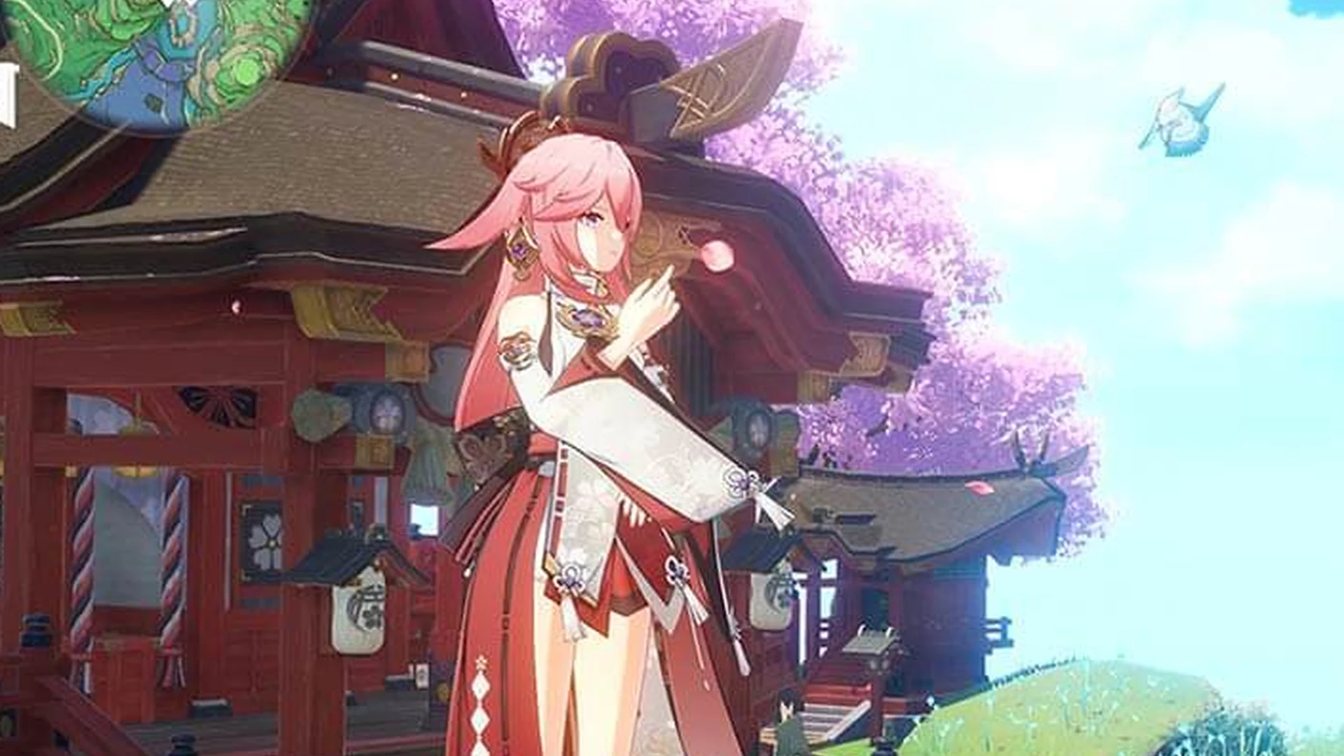 Genshin Impact — in-game screenshot: Lantern Rite festival night scene with floating lanterns over Liyue Harbor