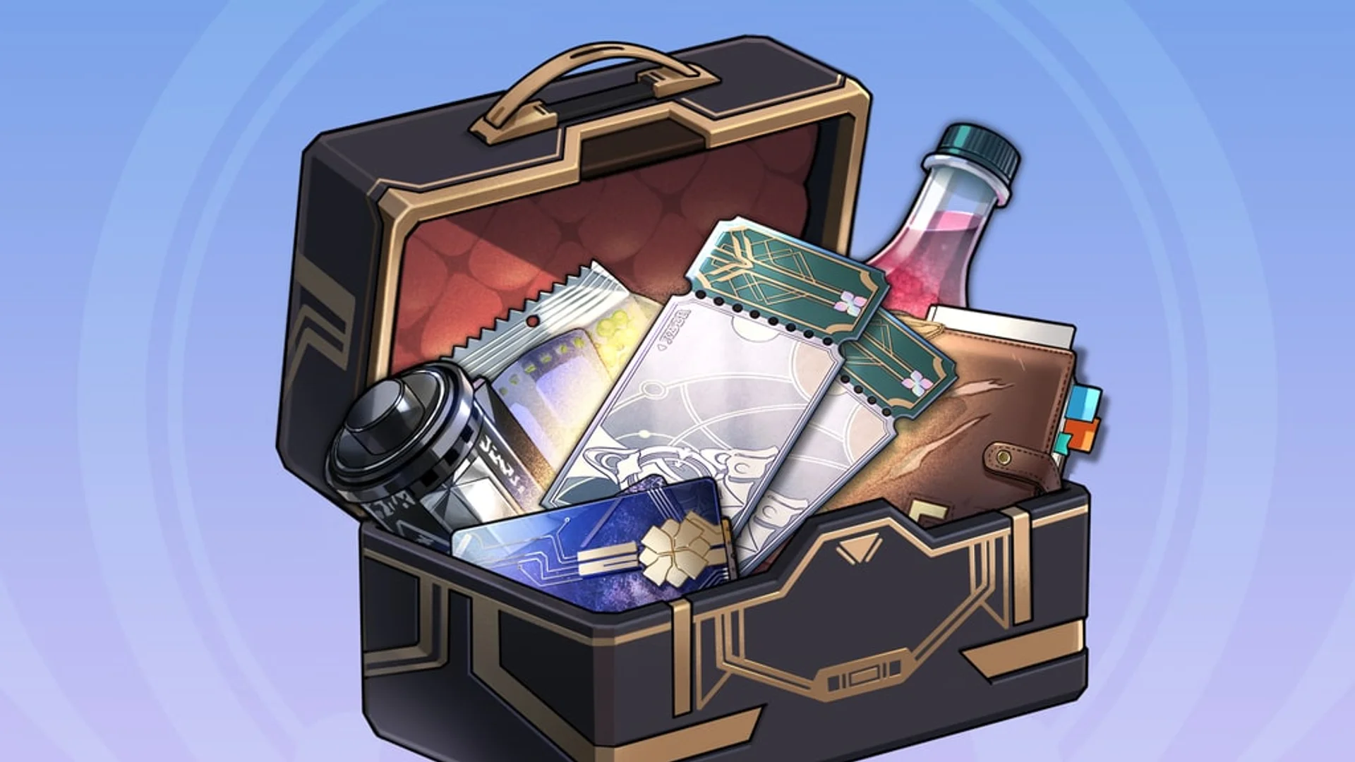 Honkai: Star Rail — in-game screenshot: Star Rail Special Pass and Star Rail Pass tickets with SoulGlad bottles in an open reward chest UI