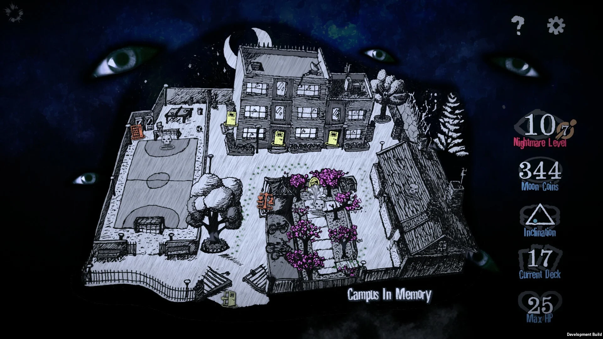 Out of Hands — in-game card combat screenshot: hand-slot UI, enemy row, and a spread of attack and defense cards