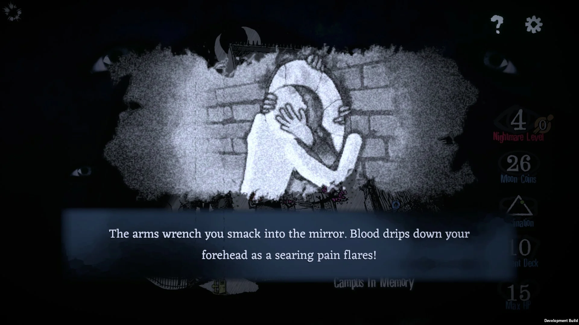 Out of Hands — in-game Cortex Depths screenshot: roguelike mode character select or run progress UI with curse modifiers visible