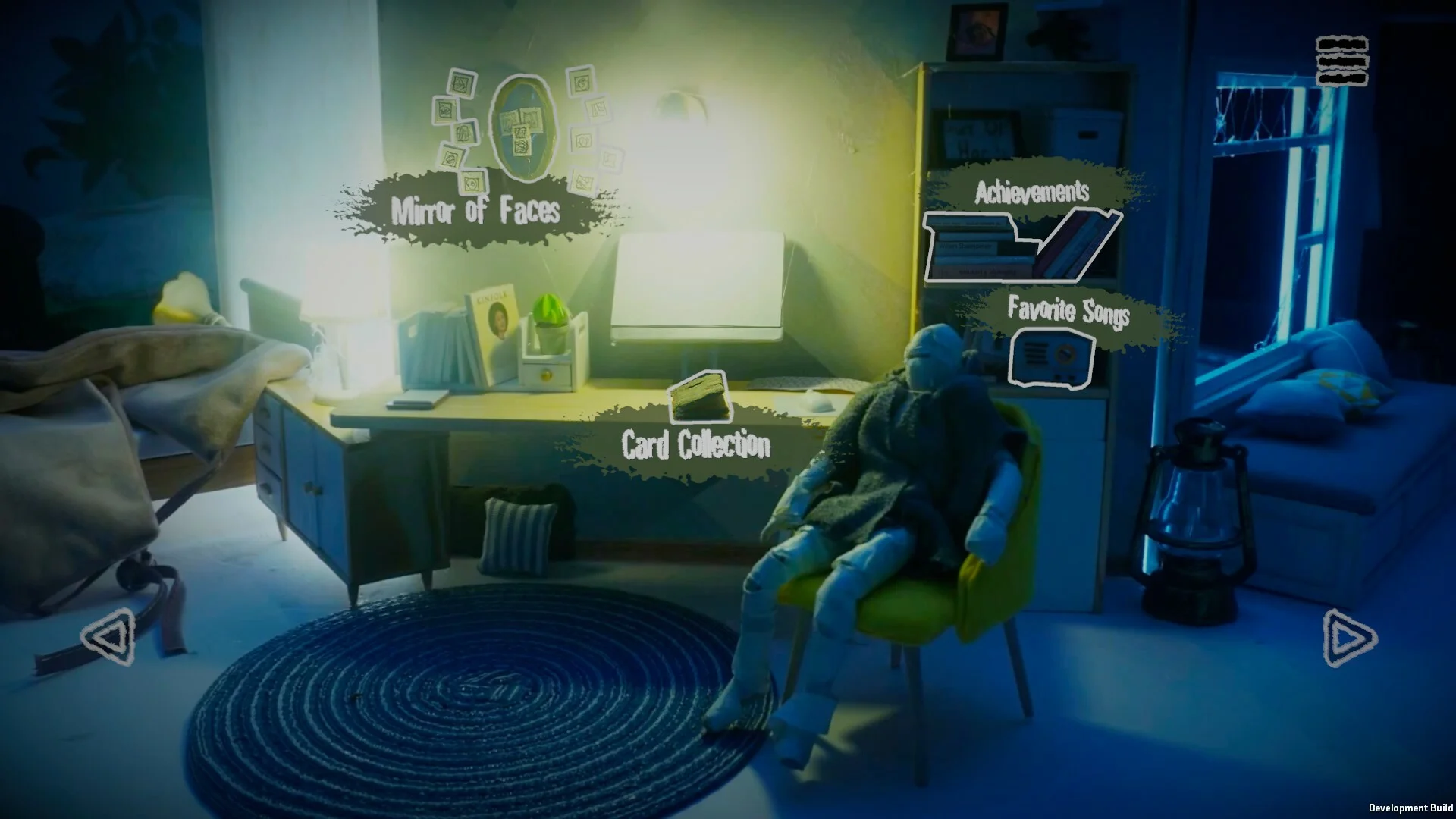 Out of Hands — in-game dream map screenshot: node icons over a collage-style nightmare landscape