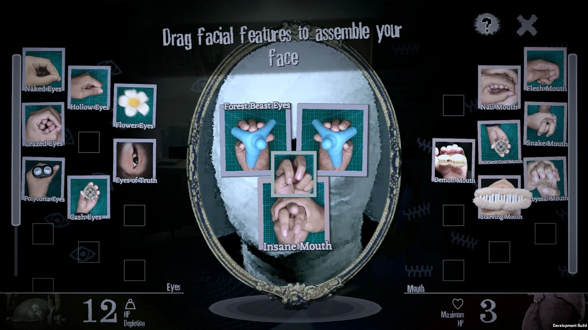 Out of Hands — in-game boss encounter screenshot: a distorted memory enemy facing the hand-bodied protagonist in a dark collage arena
